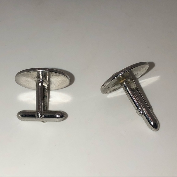 Vtg Swank Cufflinks & Tie Tack Pin Ski Skiing  & Ski Poles Theme Silver Tone - Picture 4 of 7